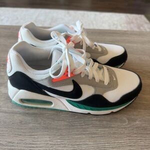 Nike Air Max White and Black with Teal and Coral Accents